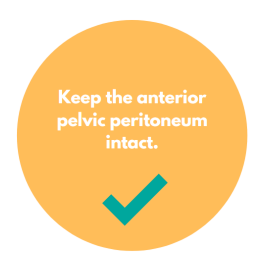 Keep the anterior pelvic peritoneum intact.